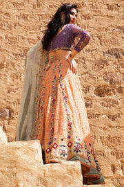 Beautiful Indian ghaghra choli dress in purple and peach color # B3325
