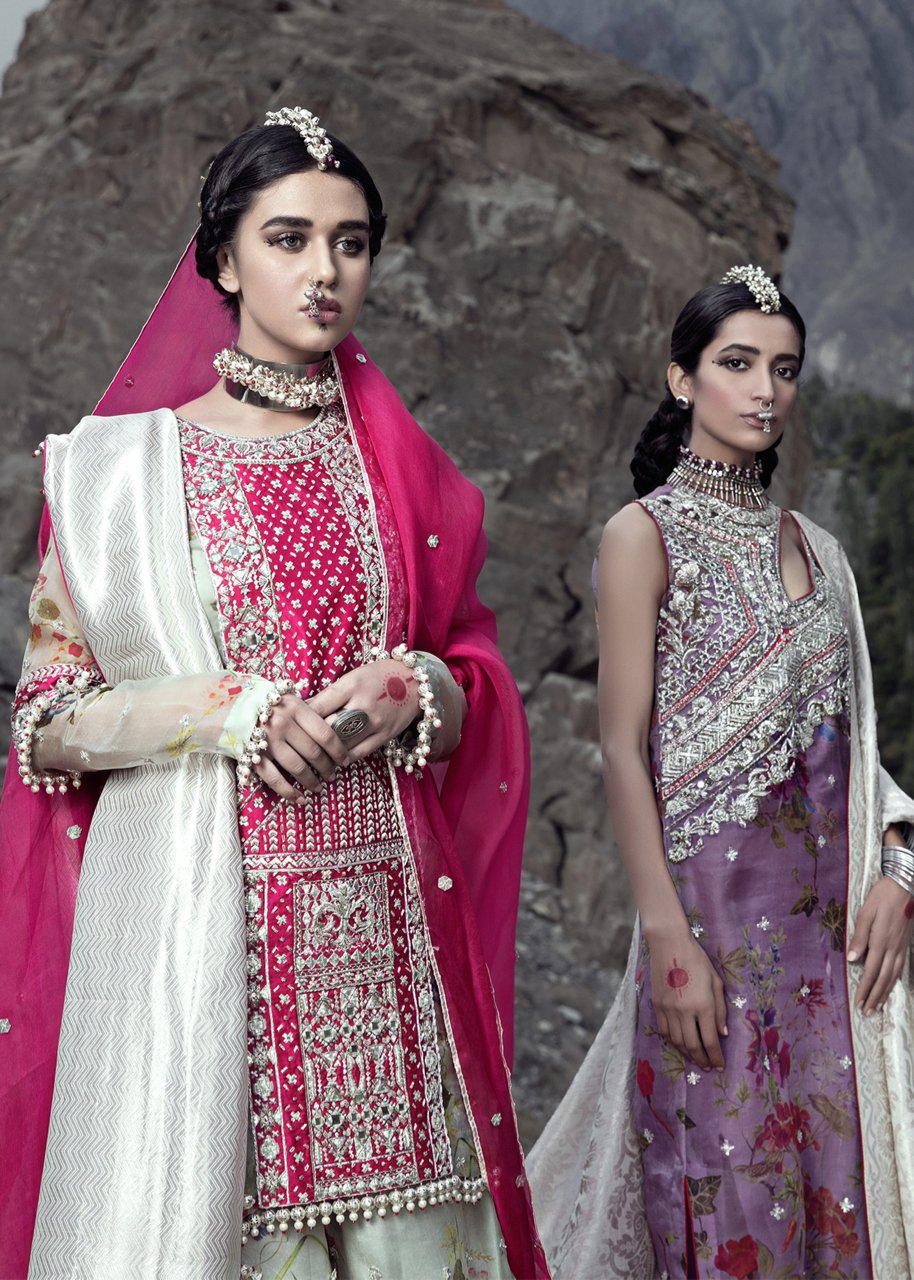 Latest embellished Indian gharara outfit in pink color for wedding # B3407
