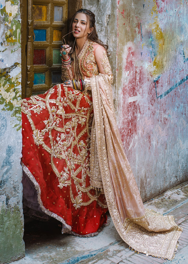 Beautiful Indian lehnga dress for wedding wear in pink and red color # B3385