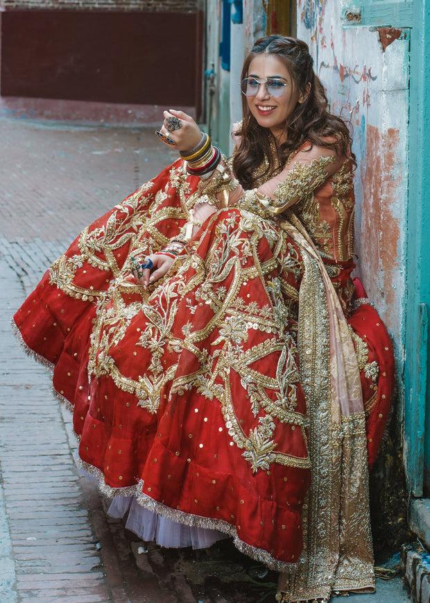 Beautiful Indian lehnga dress for wedding wear in pink and red color # B3385