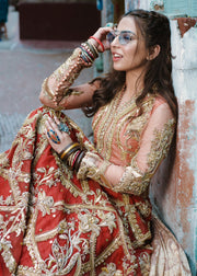 Beautiful Indian lehnga dress for wedding wear in pink and red color