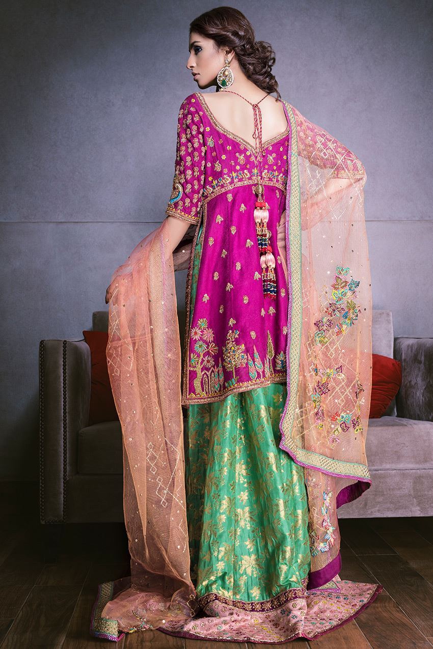 Beautiful Indian mehndi lehnga in pink and green color # B3311
