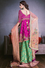 Beautiful Indian mehndi lehnga in pink and green color # B3311