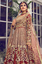 Latest beautiful Indian designer wedding dress in crimson red color # B3457