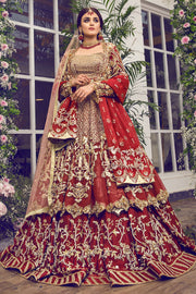 Latest beautiful Indian designer wedding dress in crimson red color