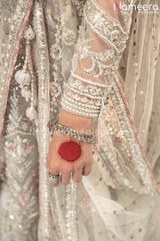 Ivory Colored Net Lehenga Choli Bridal Dress Pakistani