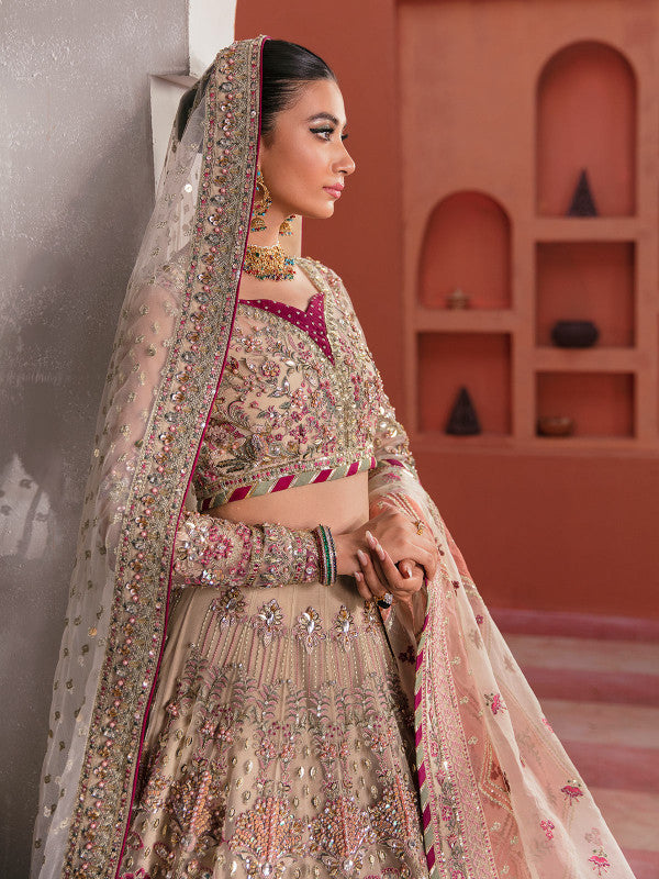 Ivory Lehenga Bridal Choli for Pakistani Bridal Wear – Nameera by Farooq