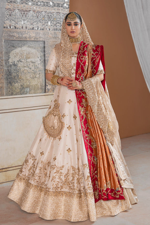 Ivory Raw Silk Lehenga Choli Pakistani Wedding Dresses