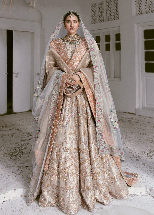 Ivory Tissue Lehenga Choli Bridal Dress Pakistani
