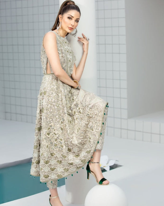 Ivory Wedding Party Frock for Pakistani Wedding Wear