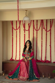 Jamawar Lehenga Pishwas Pakistani Bridal Dress