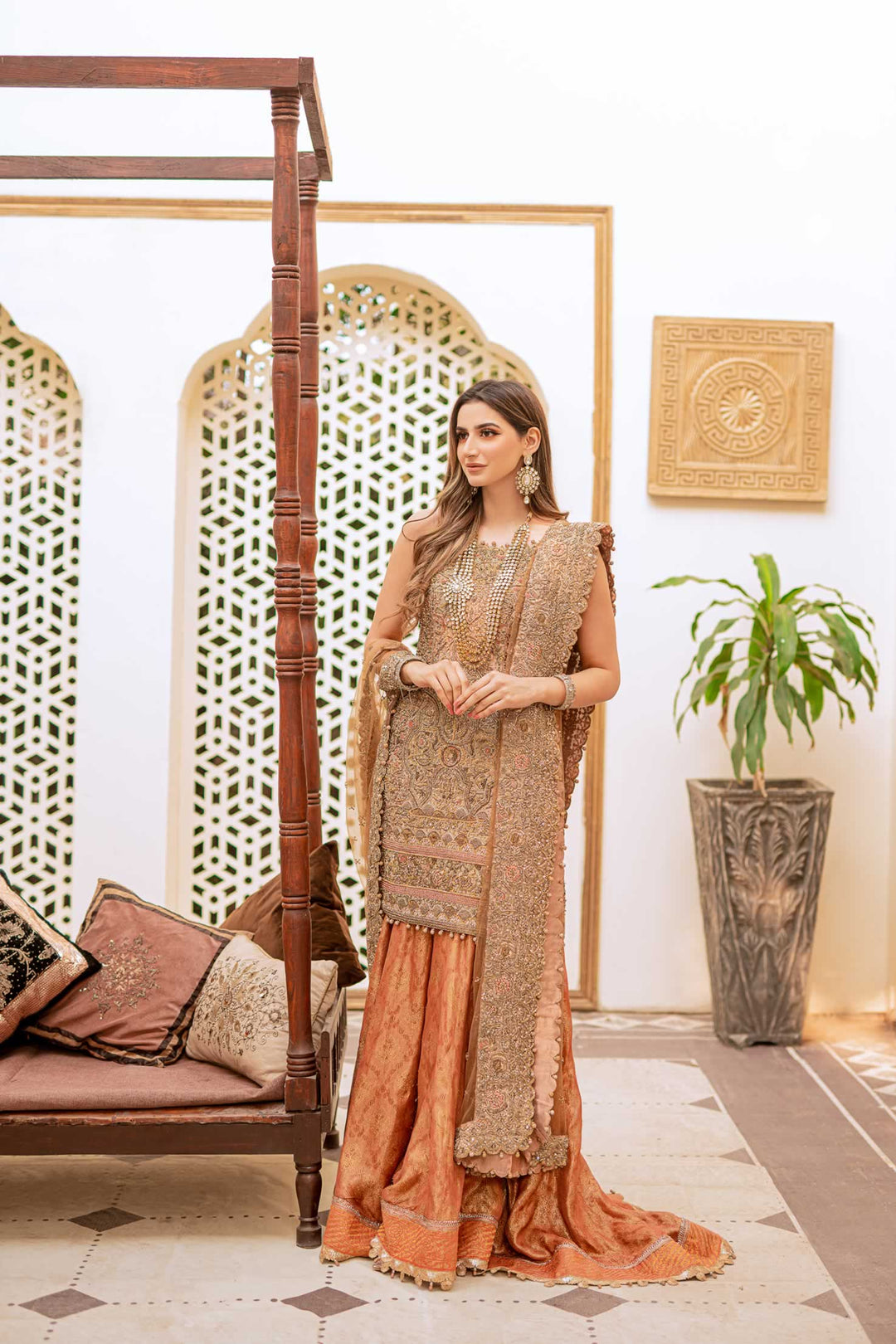Jamawar Lehenga with Tissue Kameez and Dupatta