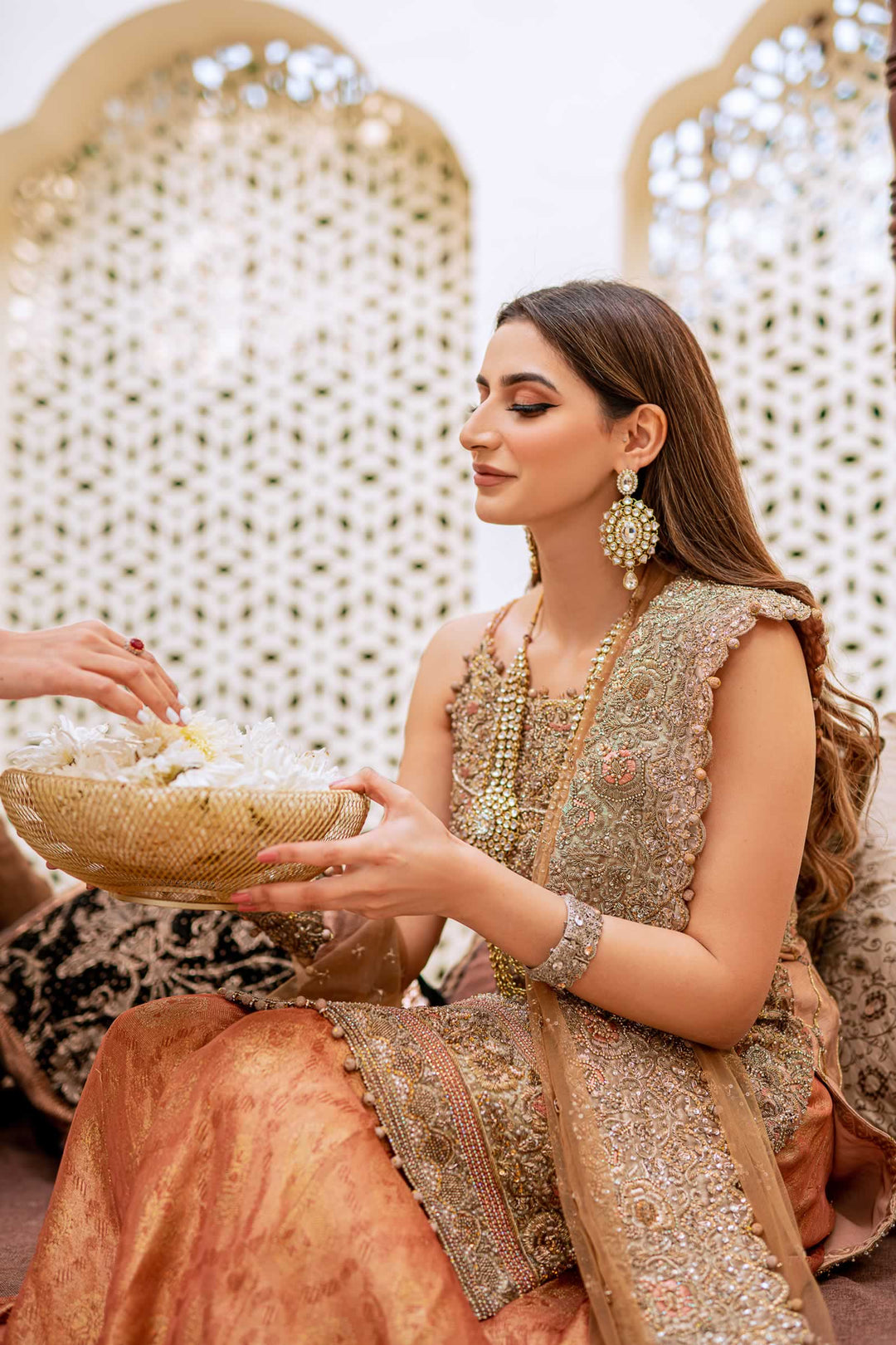 Jamawar Lehenga with Tissue Kameez and Dupatta Dress