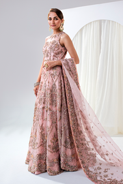 Jamawar Pink Lehenga with Organza Gown and Embellished Dupatta Pakistani Bridal Dress Online