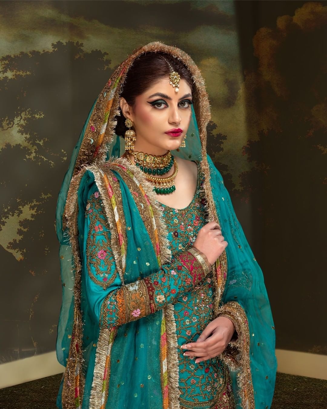 Elegant Jamawar Sharara Kameez - Pakistani Bridal Dress