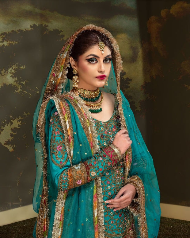 Royal Jamawar Sharara Kameez Dupatta Pakistani Bridal Dress