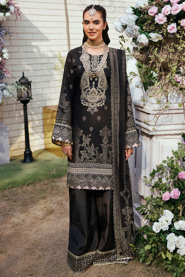 Jet Black Embroidered Kameez Trousers Pakistani Eid Dress 2023