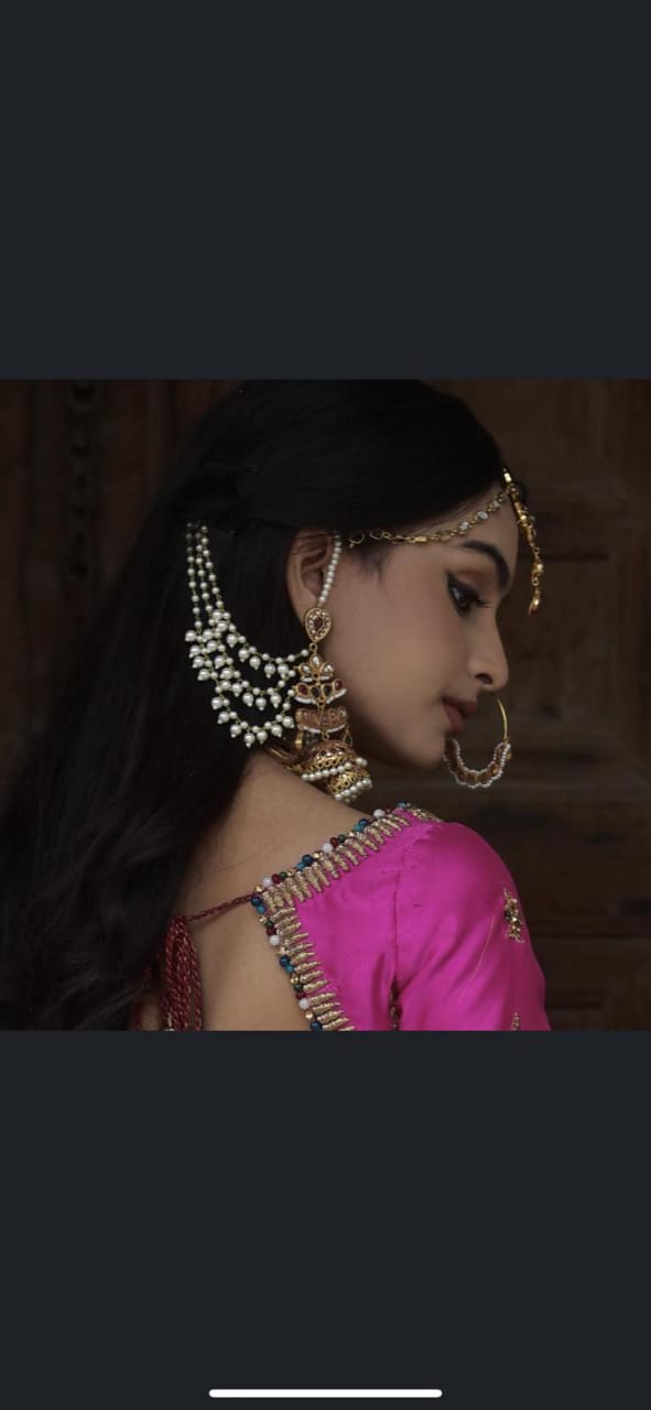 Jhumka Earrings With Punjabi Nath #J4199