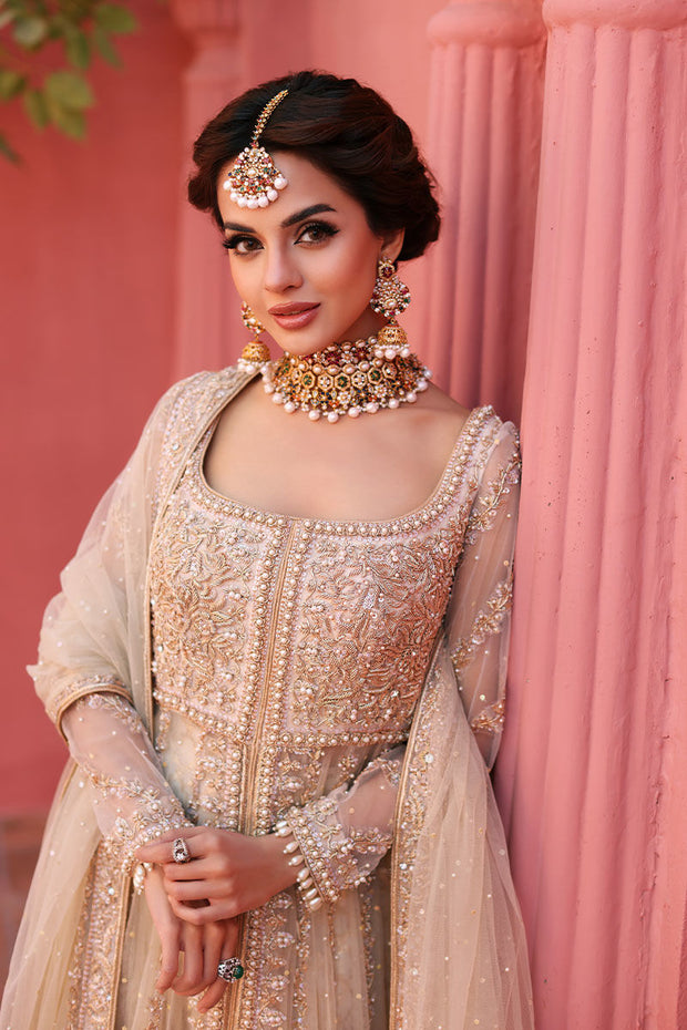 Kalidar Pishwas Silk Lehenga for Pakistani Wedding Dress