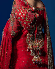 Kameez Gharara Dupatta Red Pakistani Bridal Dress