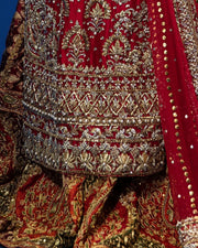 Kameez Gharara and Dupatta Red Pakistani Bridal Dress Online