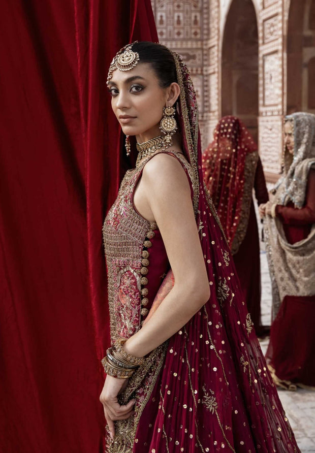 Kameez Sharara Dupatta Pakistani Red Bridal Dress