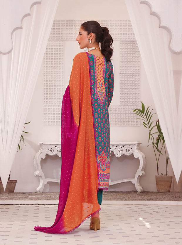 Kameez Trouser Dupatta Pakistani Eid Dress in Silk Viscose
