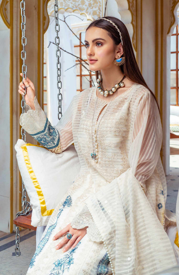 Kameez Trouser Dupatta in Organza Fabric