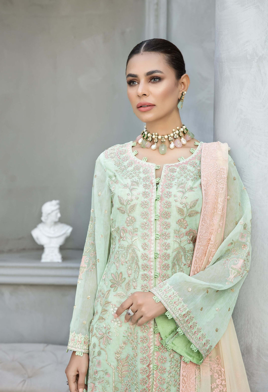 Kameez Trouser Mint Green Pakistani Wedding Dress