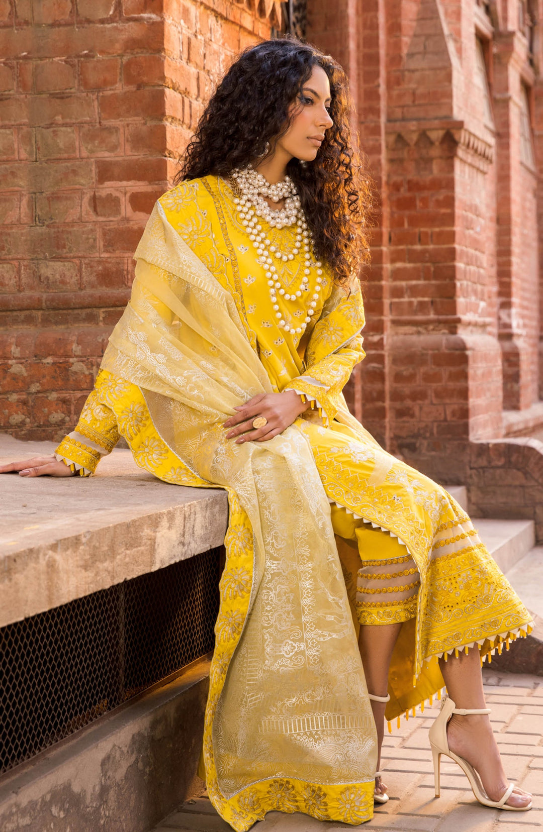 yellow colour pakistani dresses Kameez Trouser Eid Dress in Color – Nameera by Farooq Yellow Mustard Fabric Color:Aqua Green Pink Ruffle Midi Dress AUGUST26MD