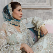 Kameez Trouser Pakistani Wedding Dress in Blue