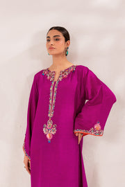 Kameez Trouser Raw Silk Pakistani Eid Dress in Magenta Color