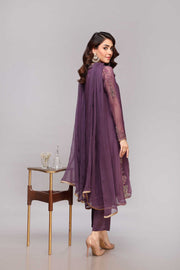 Kameez Trouser and Dupatta Purple Dress Pakistani