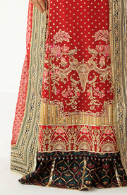 Kameez Trouser and Dupatta Red Pakistani Wedding Dress