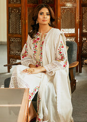 Kameez Trouser and Dupatta White Pakistani Eid Dress Online