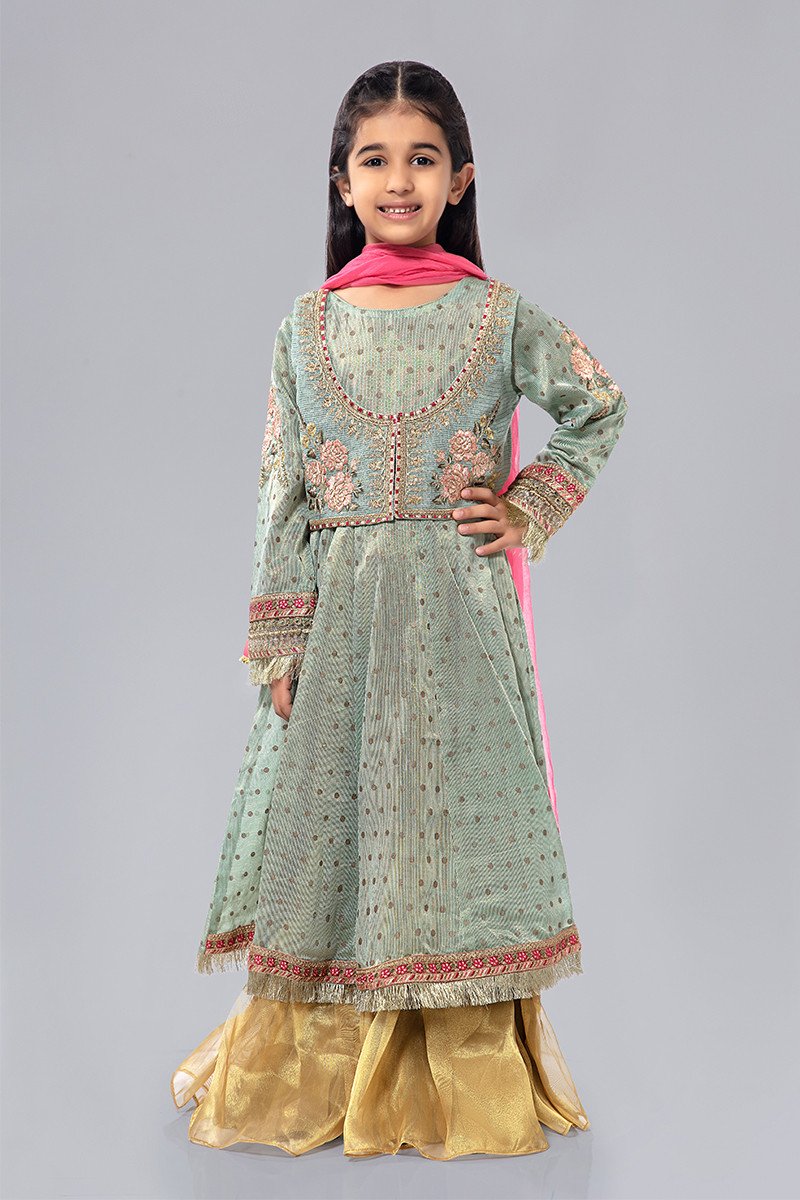 Kids Chiffon Dress for Eid in Blue Color