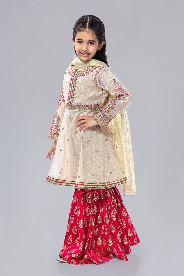 Kids Fancy Frock for Eid in Off White Color Overall Look