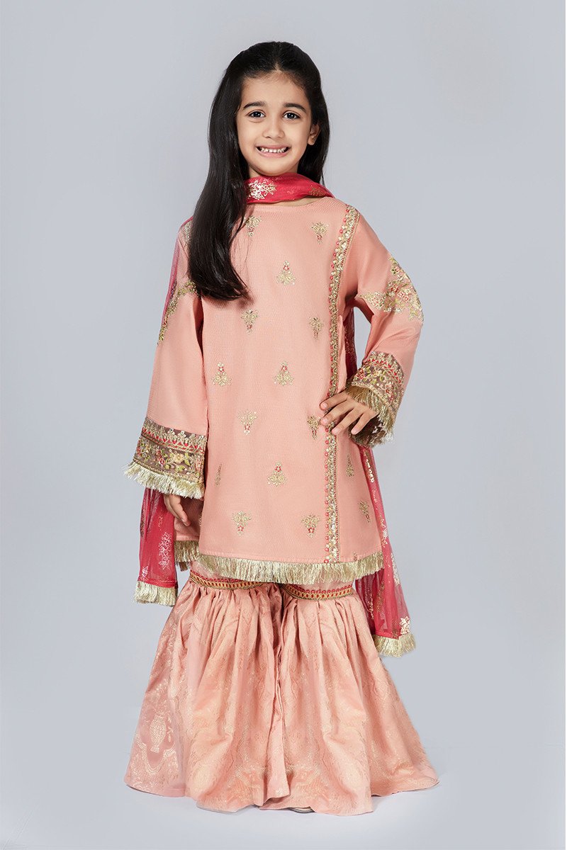 Kids Gharara Dress for Eid in Peach Color 
