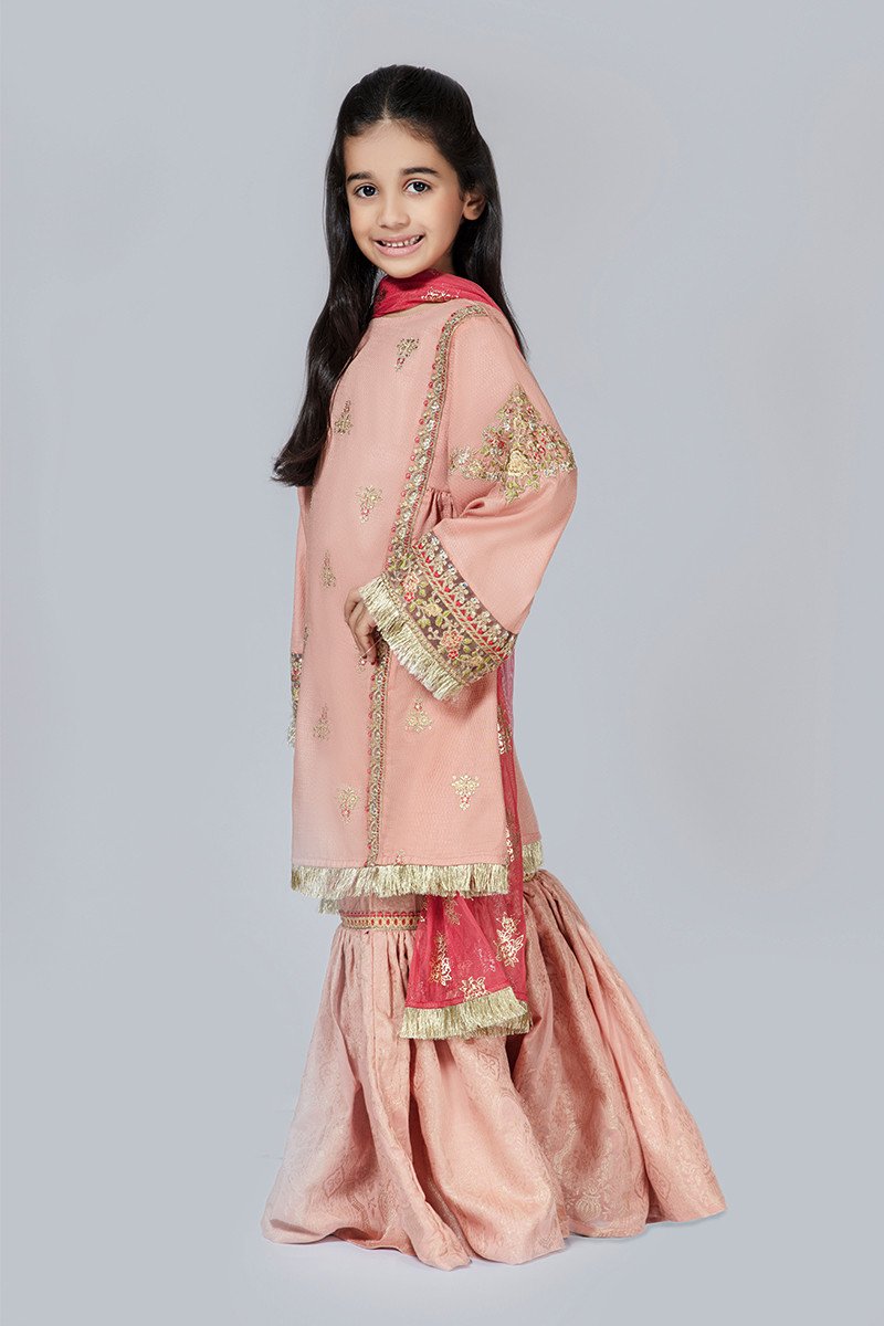 Kids Gharara Dress for Eid in Peach Color 