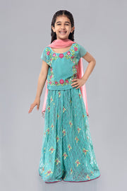 Kids Lehnga Kurti for Eid in Turquoise Color