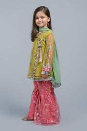 Kids Eid Frock with Gharara in Elegant Design Side Pose