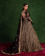 Korean Silk Black Lehenga Choli for Indian Bridal Wear 2023