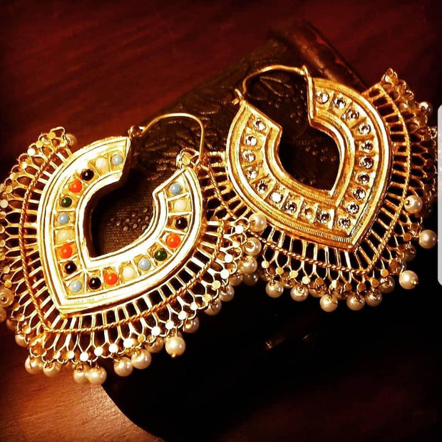Kundan Meenakari Earrings with Pearls