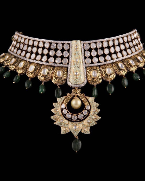 Kundan Polki Necklace with Pearls