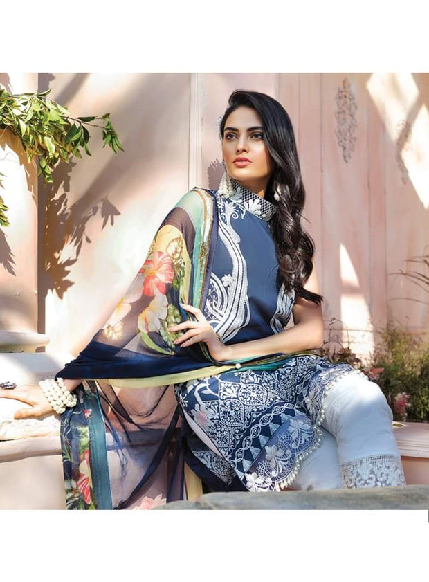 Ladies Eid Kurta in Blue and White Color Shirt View