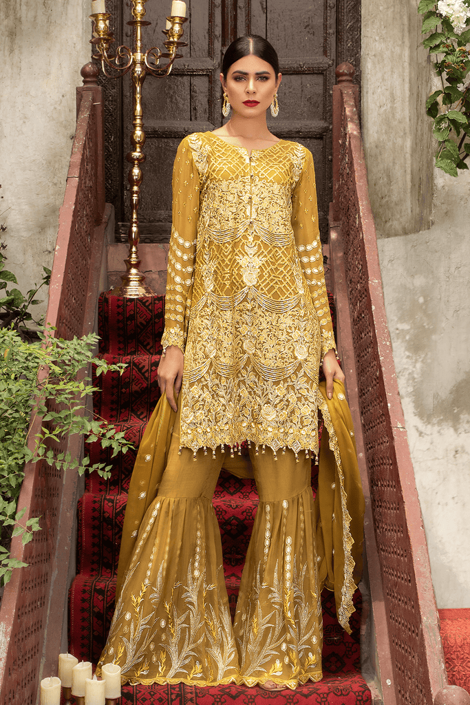 Ladies shirt designs Pakistani with gharara P2717