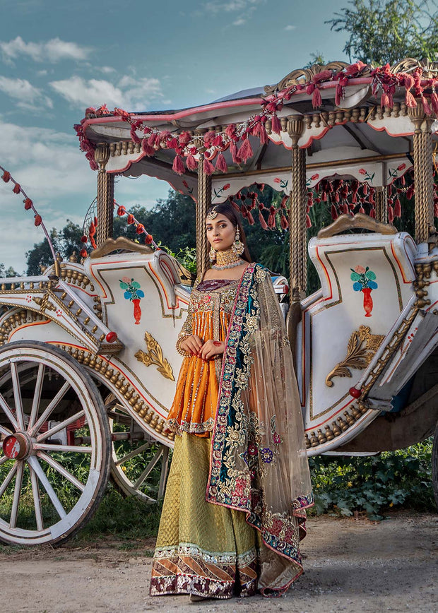 Latest Angrakha Lehenga Bridal Mehndi Dress Pakistani