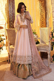 Latest Angrakha Style Frock with Lehenga and Dupatta Dress