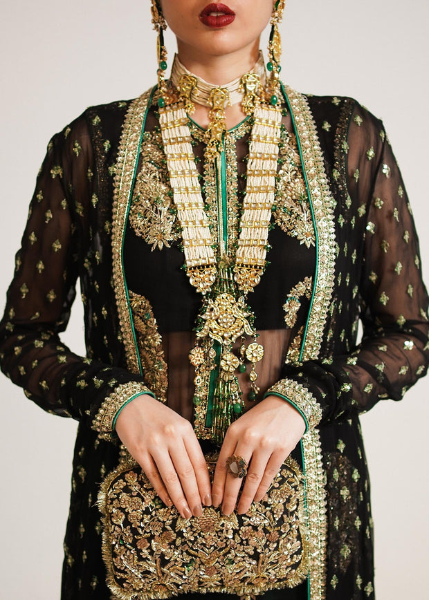 Latest Black Indian Wedding Dress in Gown and Sharara Style
