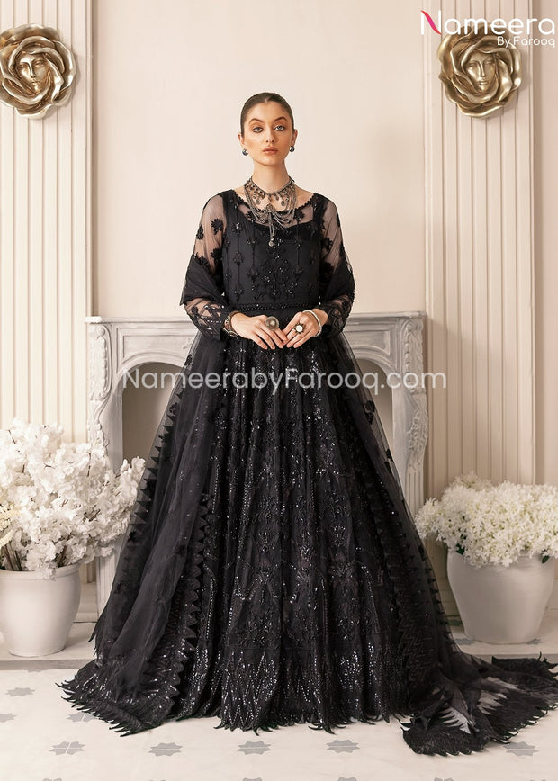 Latest Black Maxi Dress Pakistani for Girls 2021 #PR346